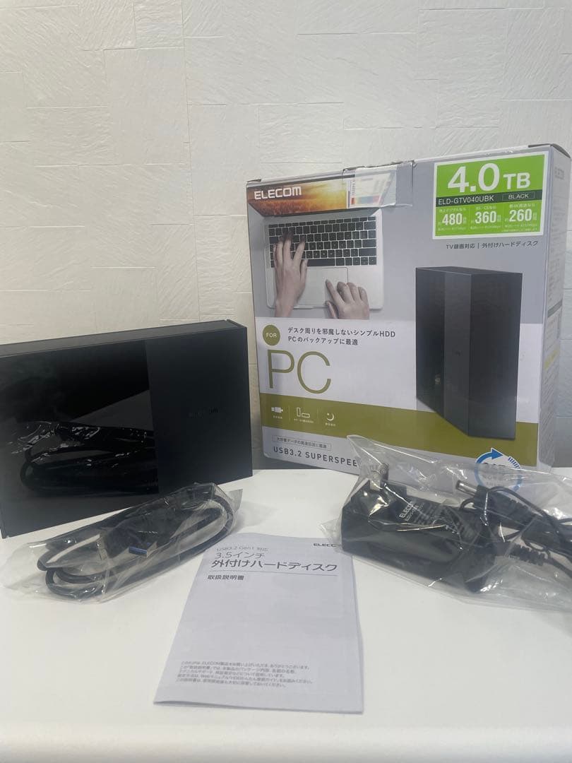 ELECOM 4TB 外付けハードディスク USB 3.0