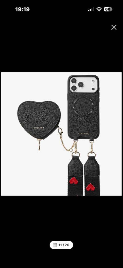 Custype 美品　ハートストラップ&ハートポーチ付　iPhone16