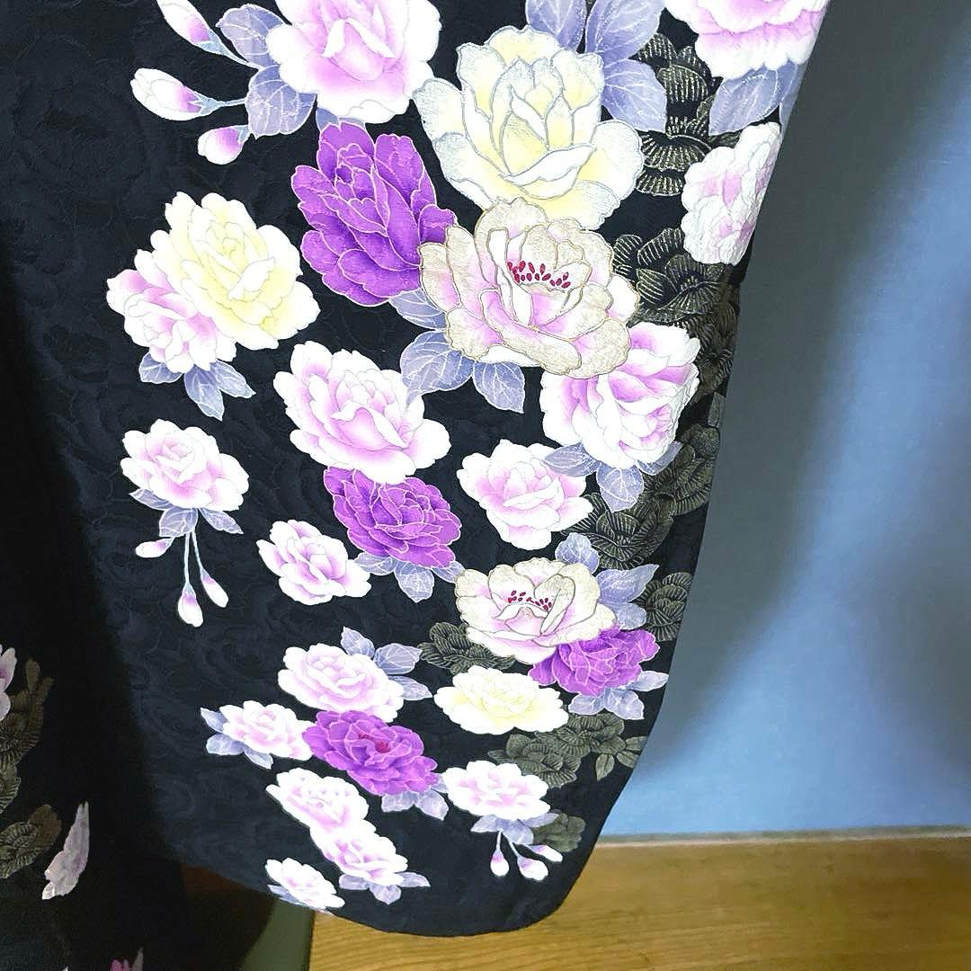 振袖フルセット　手描き友禅　紋意匠　成人式振袖　振袖　裄丈69 ほっそり華やか