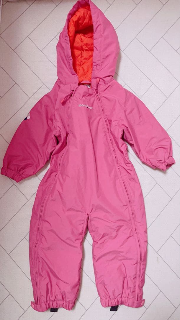 匿名配送 80 mont-bell ジャンプスーツ ピンク パウダーカバーオール