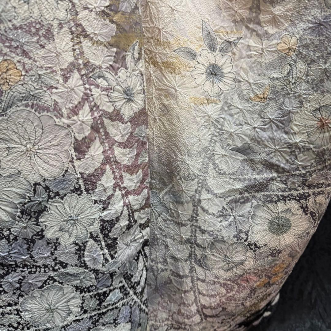 美品　辻ヶ花　銀通し　花絞り　金彩　ぼかし　灰紫　逸品　フルセット　振袖　振り袖