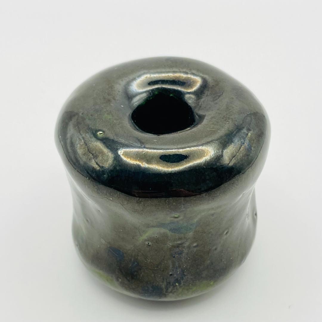 つくね蓋置 大樋焼 青釉　大樋長左衛門　共箱入　茶道具　茶器　伝統工芸品