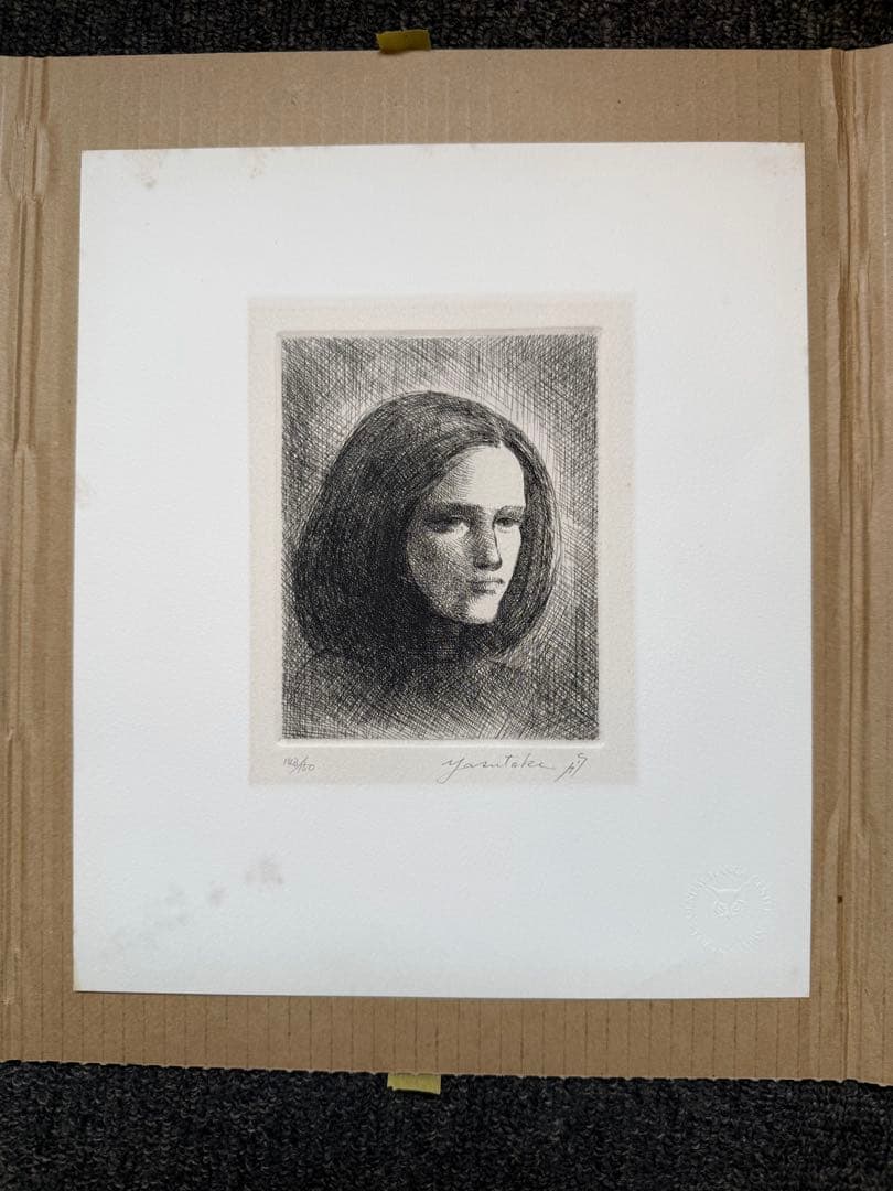 舟越保武『Femme』銅版画 ed.143/150. 鉛筆サイン シートのみ