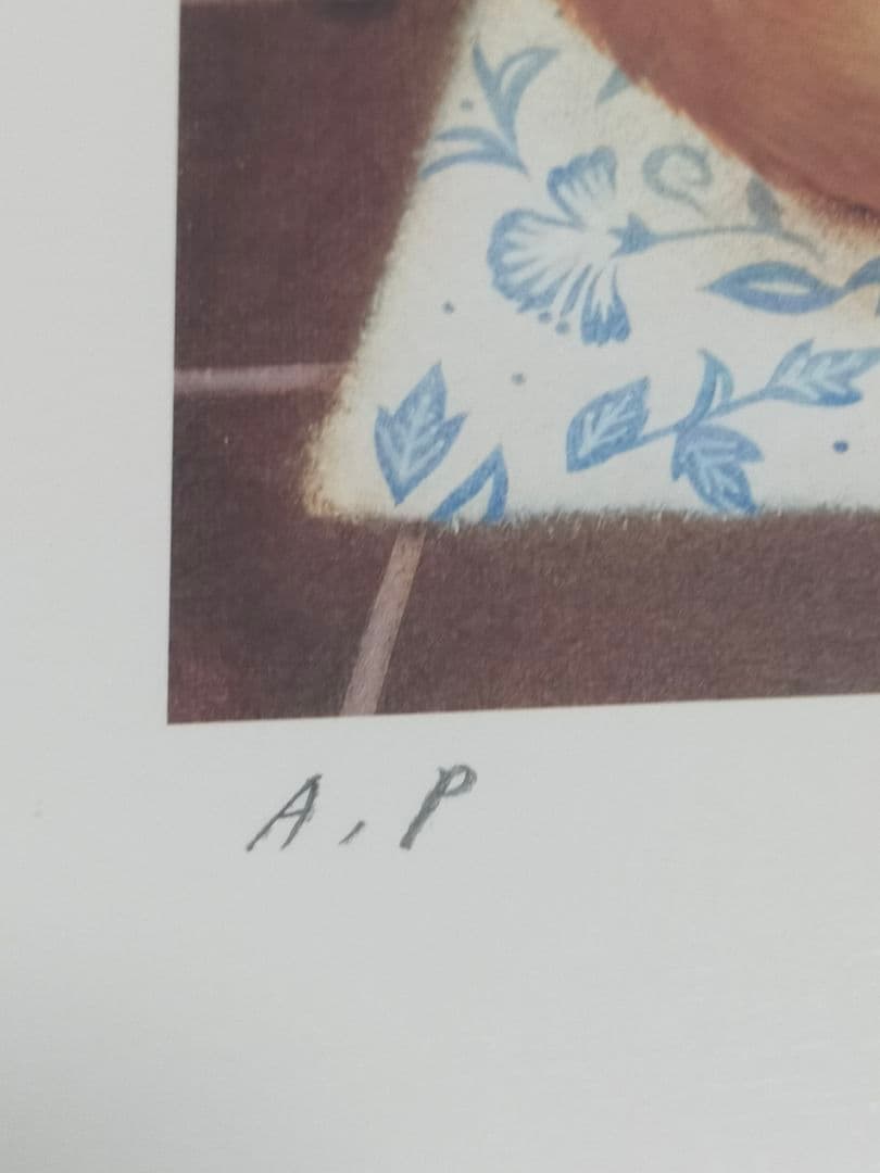 秋吉由紀子 白木額装 リトグラフ 「バカンス」AP版 (検索：フェリシモ 猫部）