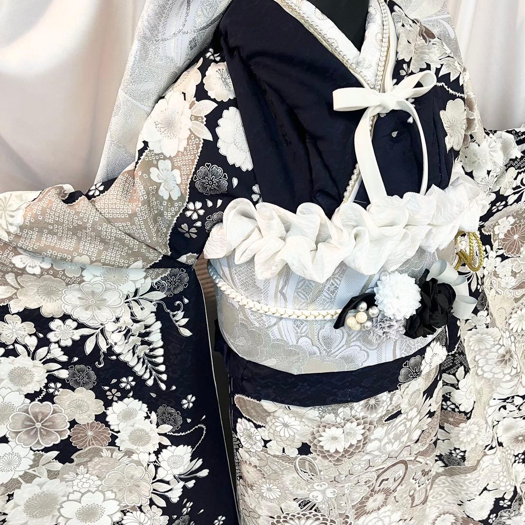 ■オーダー仕立て付き■新作■濃紺地正絹振袖フルセット■振袖一式■成人式