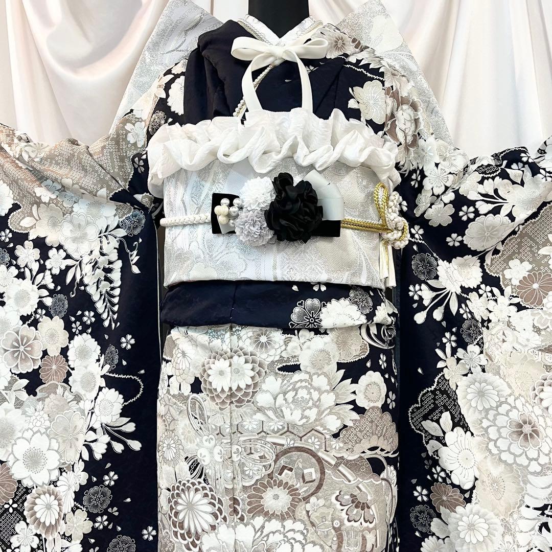 ■オーダー仕立て付き■新作■濃紺地正絹振袖フルセット■振袖一式■成人式