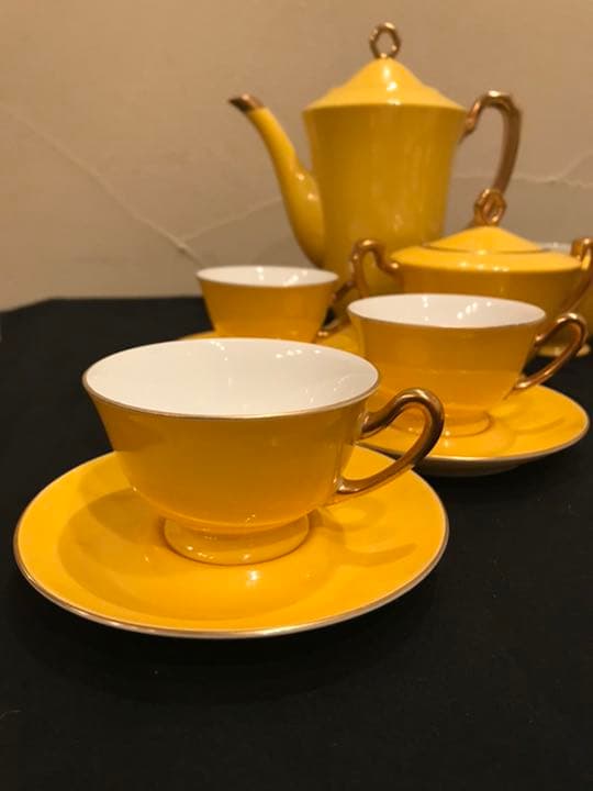 オールドノリタケの素晴らしいコーヒーポットセット　コーヒーカップ、ソーサー７客