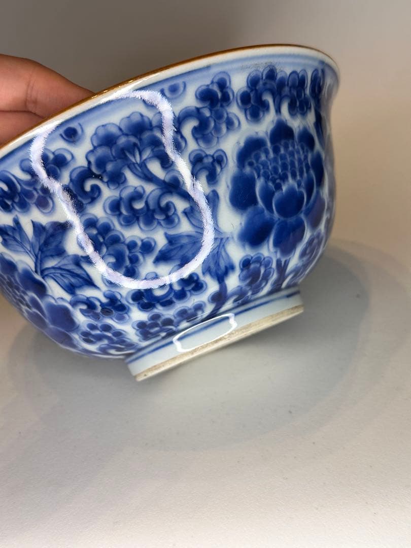 中国清時代 大清康熙年製款 染付花卉文 大碗 古陶磁 時代物 骨董品アンティーク