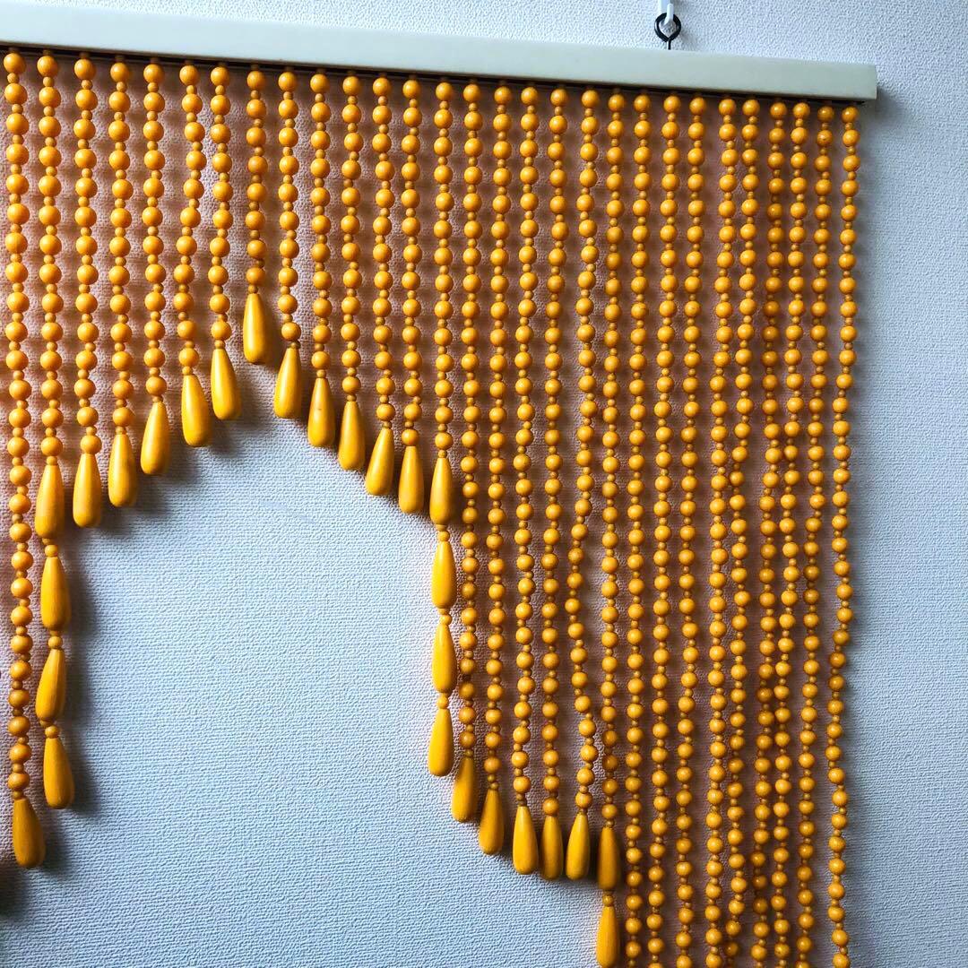 レトロポップ 昭和レトロ ビーズのれん 玉のれん オレンジ　カーテン雫　当時物