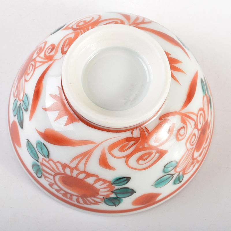 平安　三浦竹軒造　呉須赤絵　寿文　酒盃　共箱　V　6453