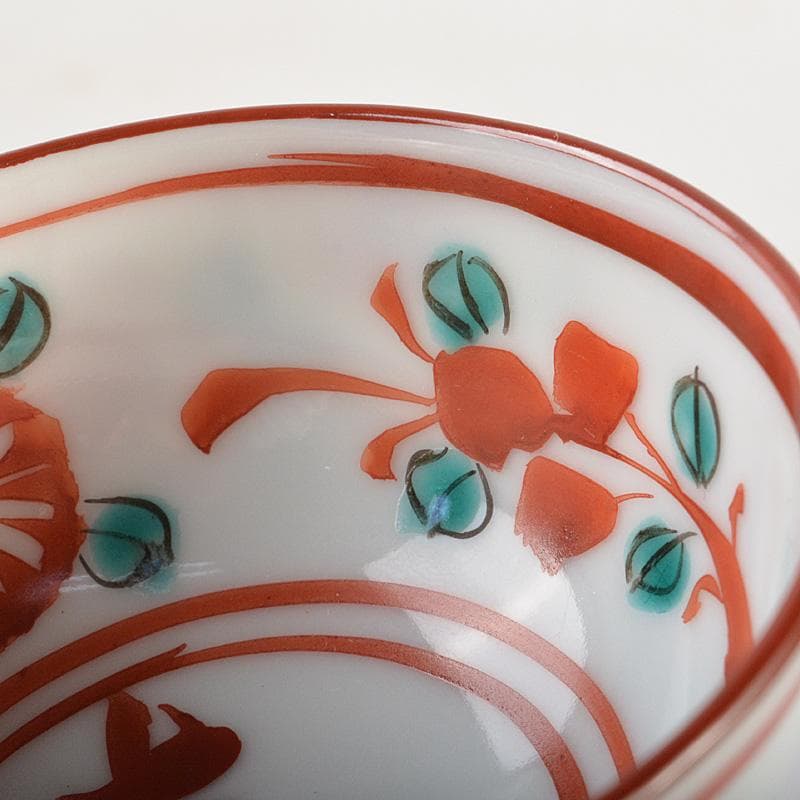 平安　三浦竹軒造　呉須赤絵　寿文　酒盃　共箱　V　6453