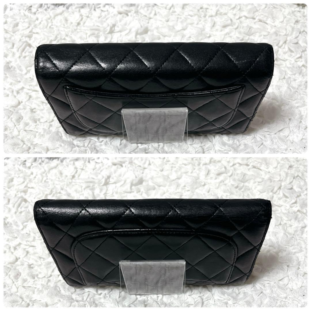 CHANEL マトラッセ シャネル　ココマーク ラムスキン 財布　三つ折り　レザ