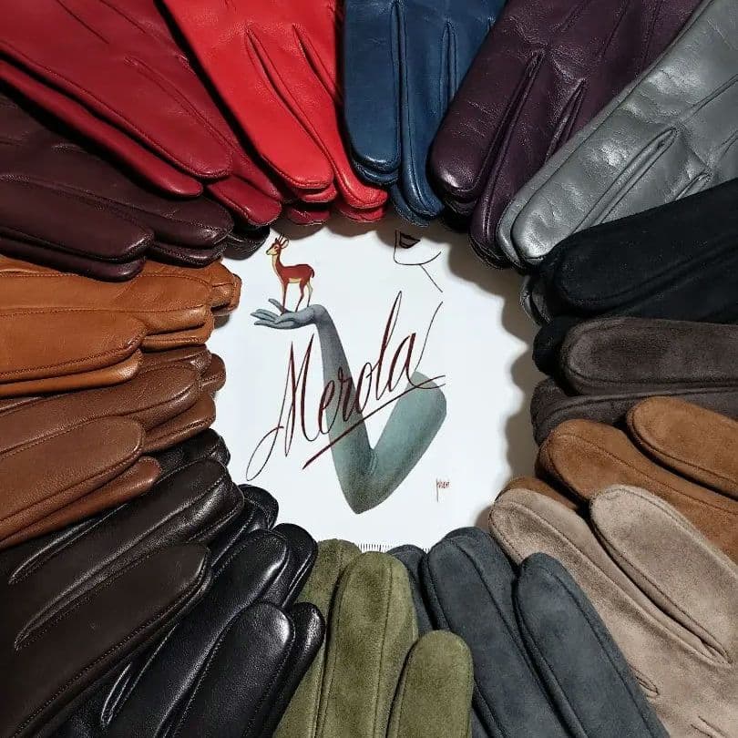 今季 メローラ スエードTANタン色 カシミア黒 グローブ 革手袋 MEROLA