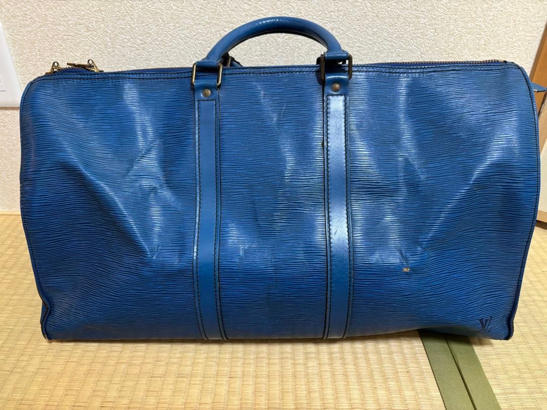 エピレザー 青 ボストンバッグ