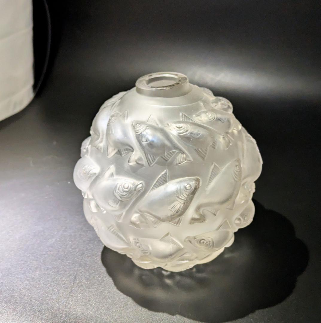 希少なアールデコ★ルネ・ラリック カマレ 魚群文球形花瓶フロスト14㎝