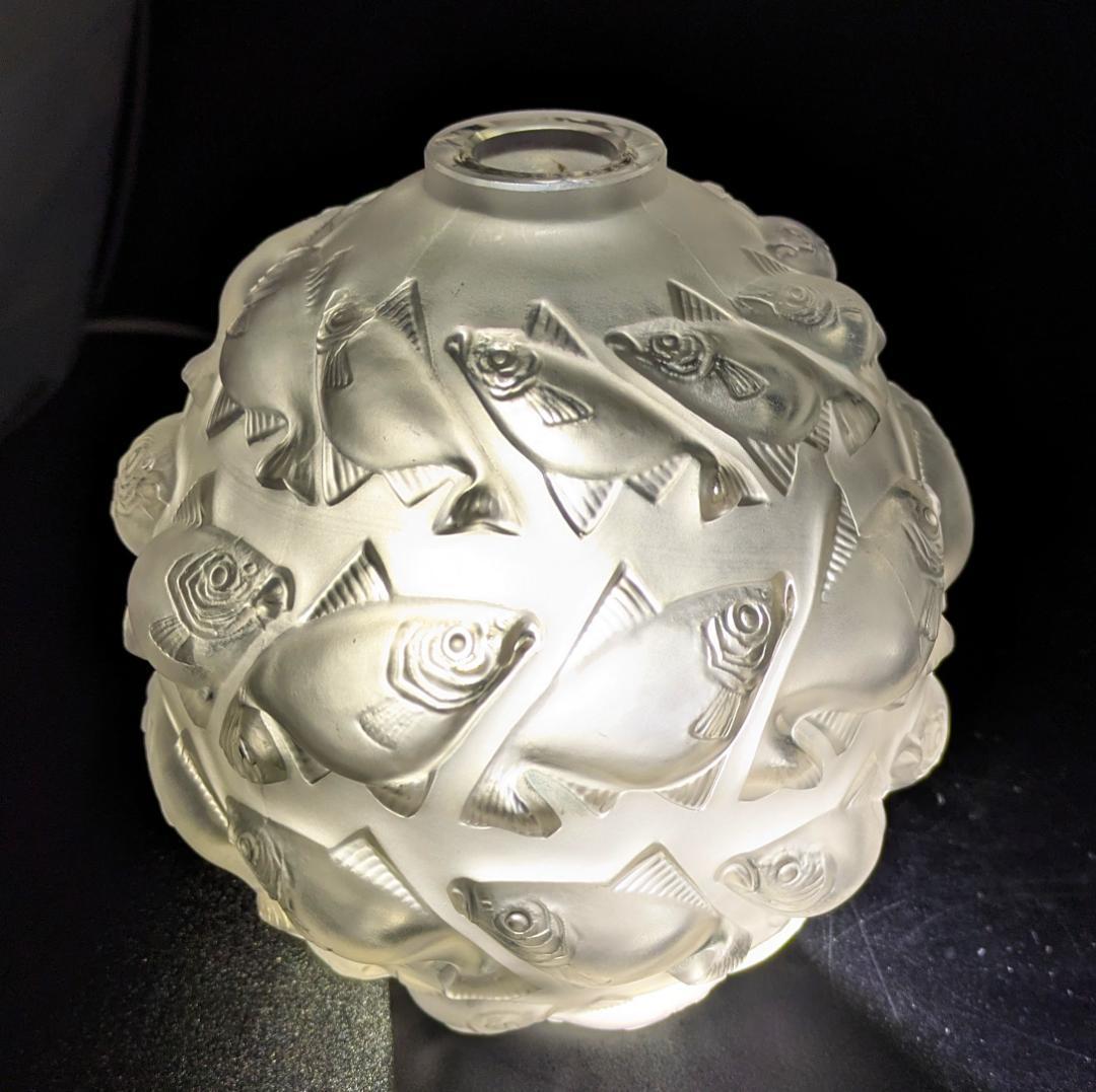 希少なアールデコ★ルネ・ラリック カマレ 魚群文球形花瓶フロスト14㎝