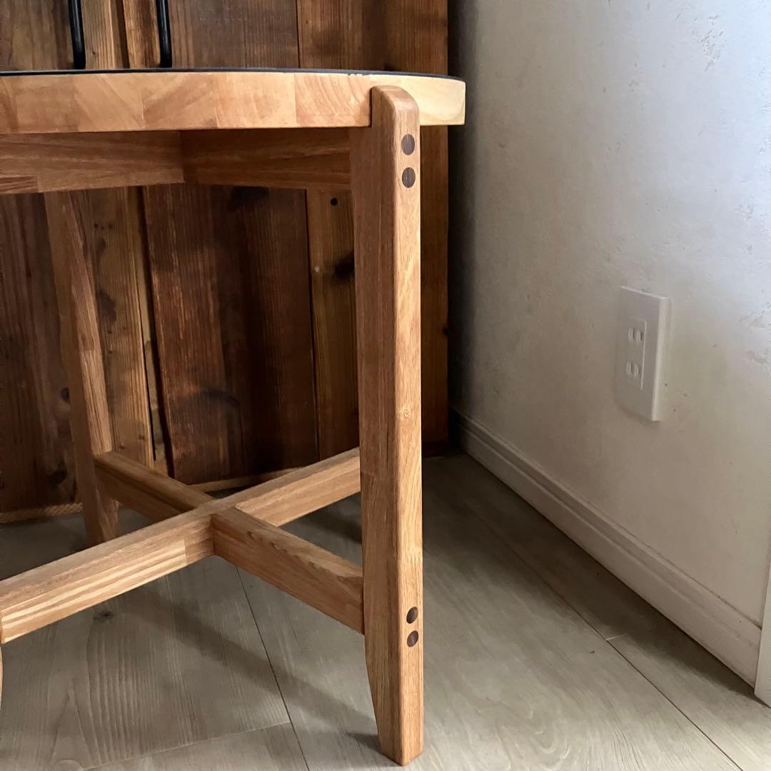 リノリウム×タモ　サイドテーブル　カフェテーブル　ハンドメイド