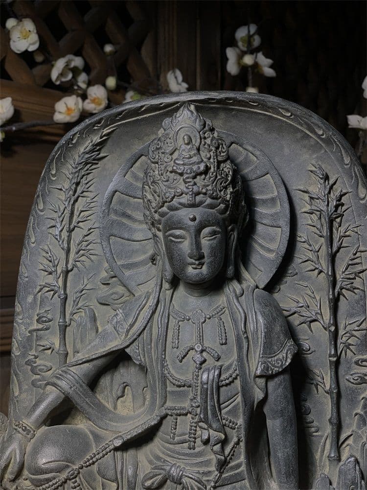 石像 石仏 自在観音 玄関 茶室 禅意 装飾品 工芸品 美術品