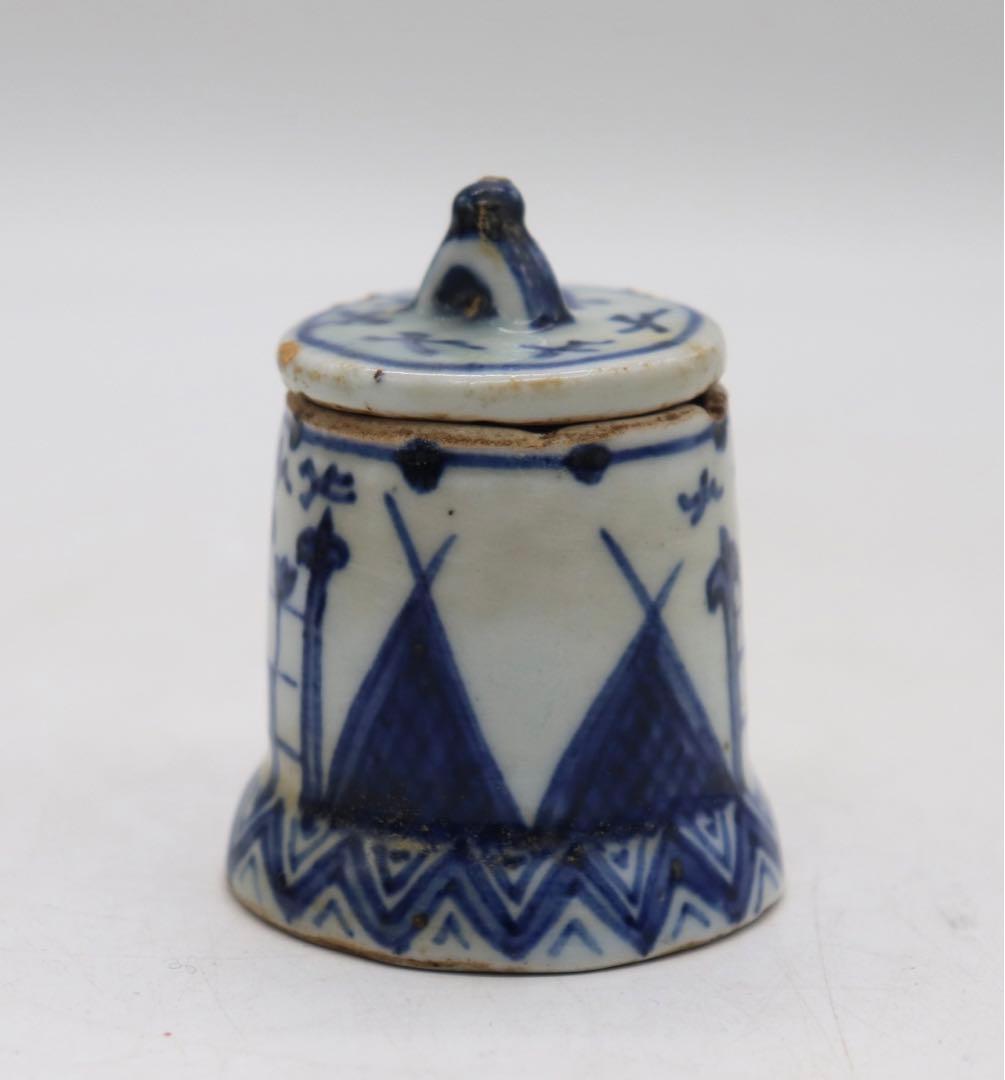 古染　染付　蓋物　木箱入　送料込み0804