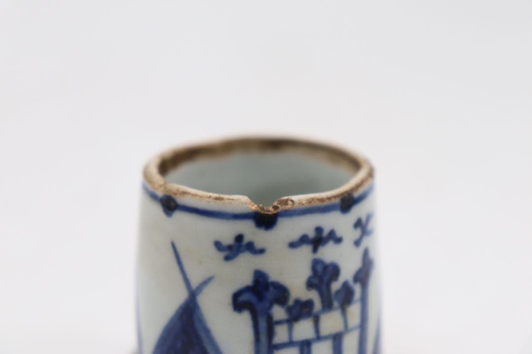 古染　染付　蓋物　木箱入　送料込み0804