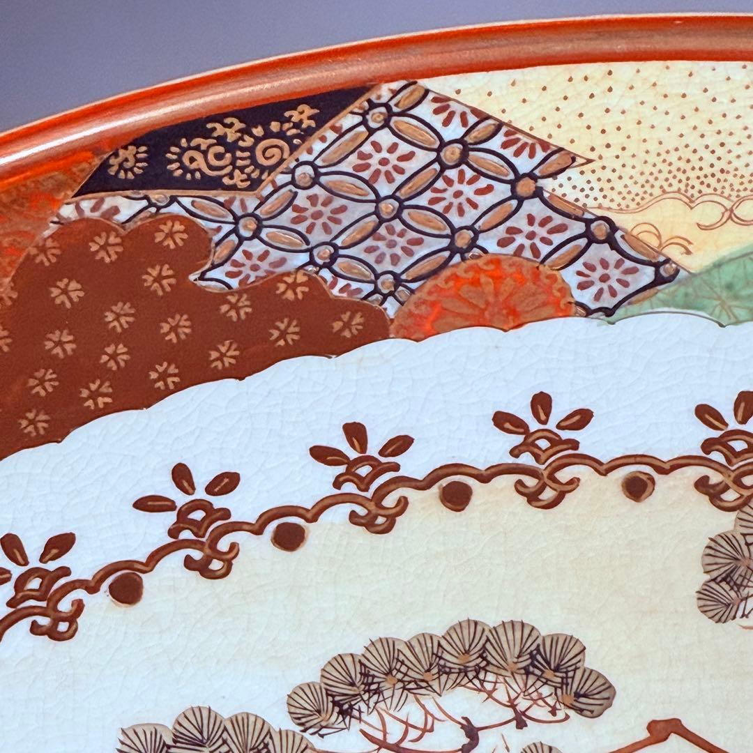 明治～大正期　九谷焼　加賀國　本金彩武将図大皿　直径46.3㎝