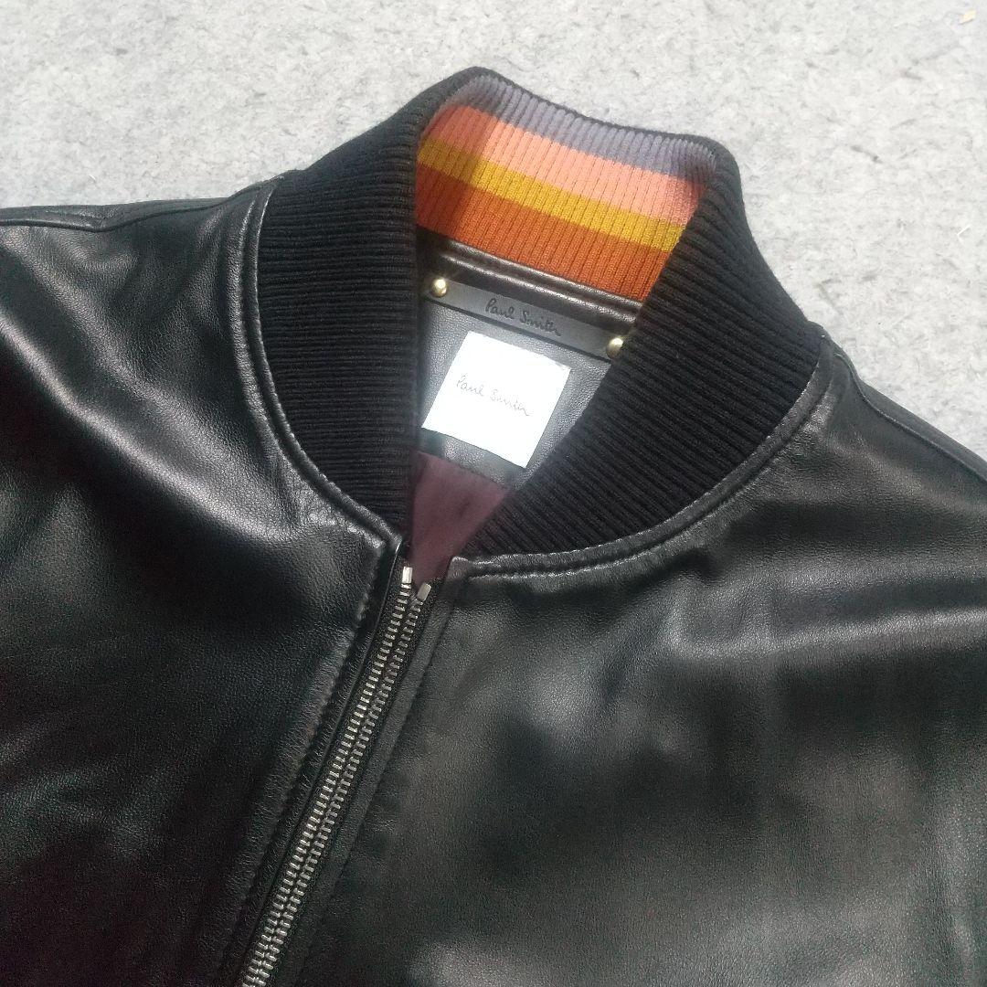 極美品 希少 ポールスミス レザージャケット ブルゾン ma1 ボンバー 現行