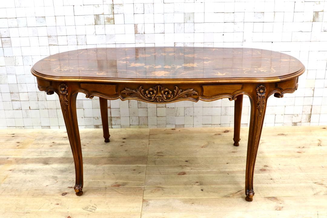 GMHH470○イタリア製 最高級 象嵌細工 ダイニングテーブル 食卓テーブ