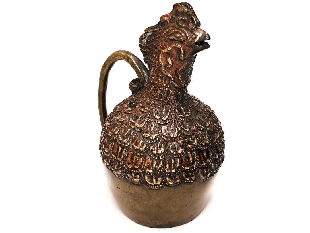 【 彫金鳳凰水滴 】　万成刻　中華清朝古玩　養生桐箱付