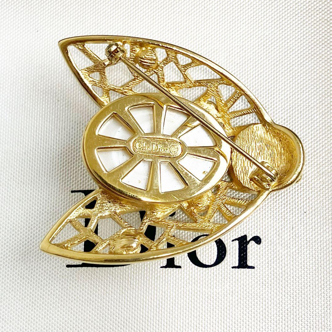 美品✨クリスチャン　ディオール　ブローチ　蜂　パール　ラインストーン　ゴールド