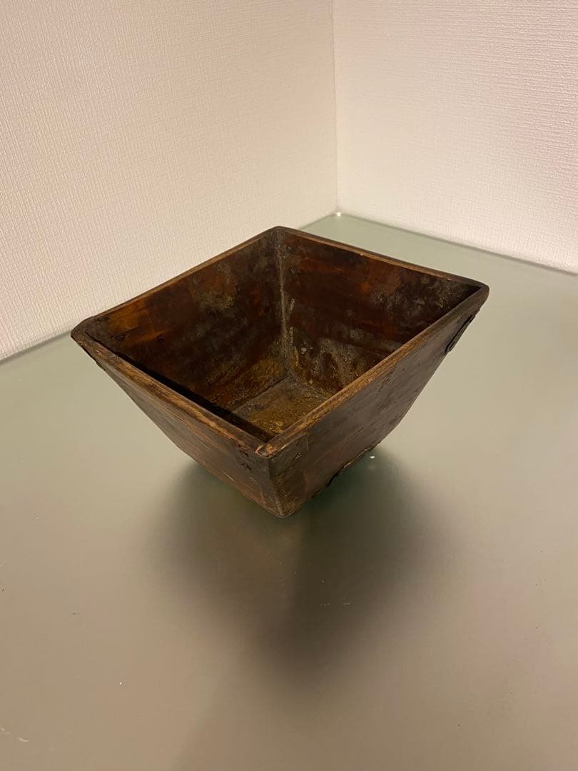 熱海 湖心亭 購入 中国 木製四角容器 金属角付き アンティーク