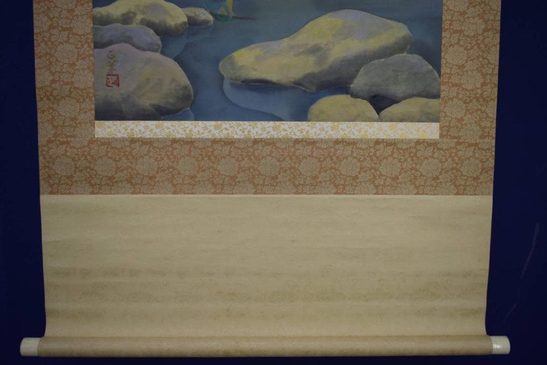 真作/間宮正/カワセミ図/花鳥/布袋屋掛軸HK-73