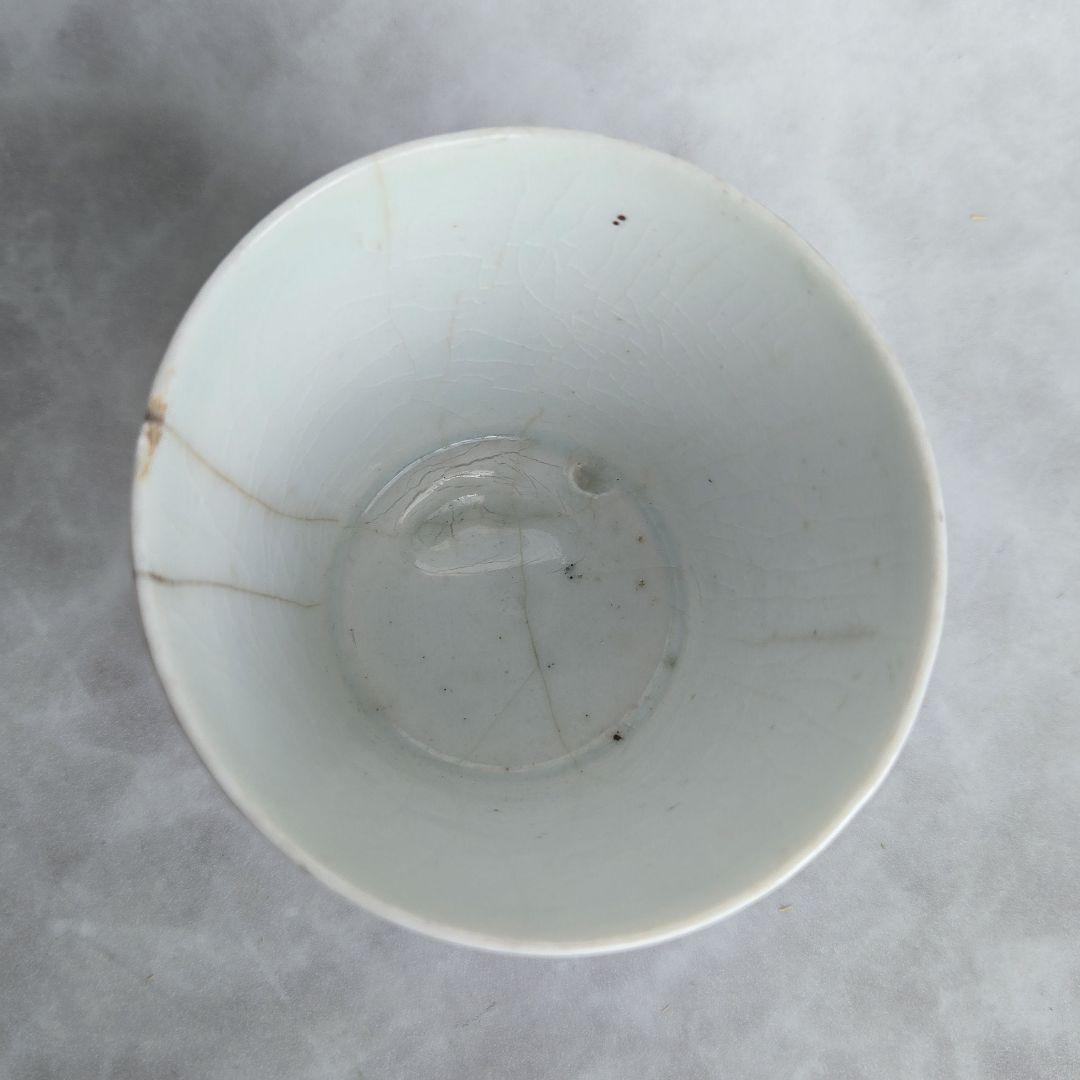 珍品　古伊万里　染付　猪口　向付　型紙摺印判　江戸時代　蕎麦猪口　牡丹唐草　骨董