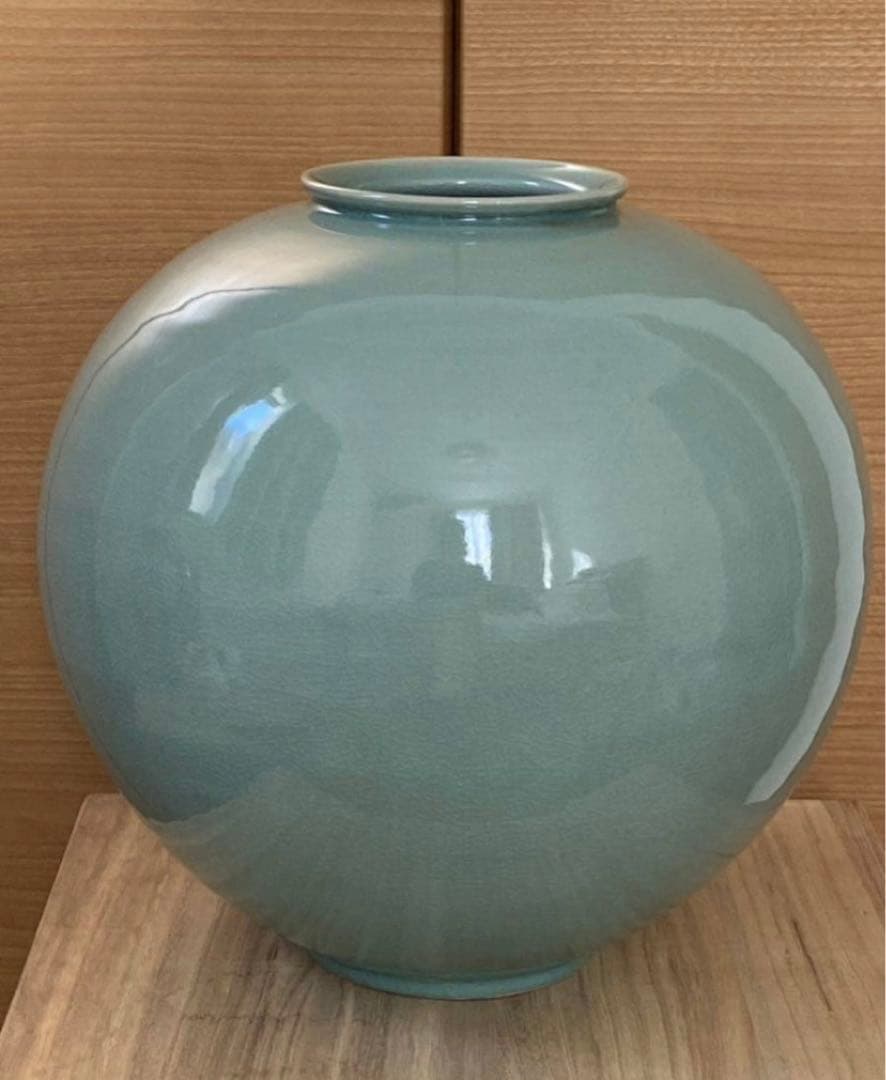 青花器 花瓶 陶磁器 大壺 高35cm X37cm 箱付 時代物