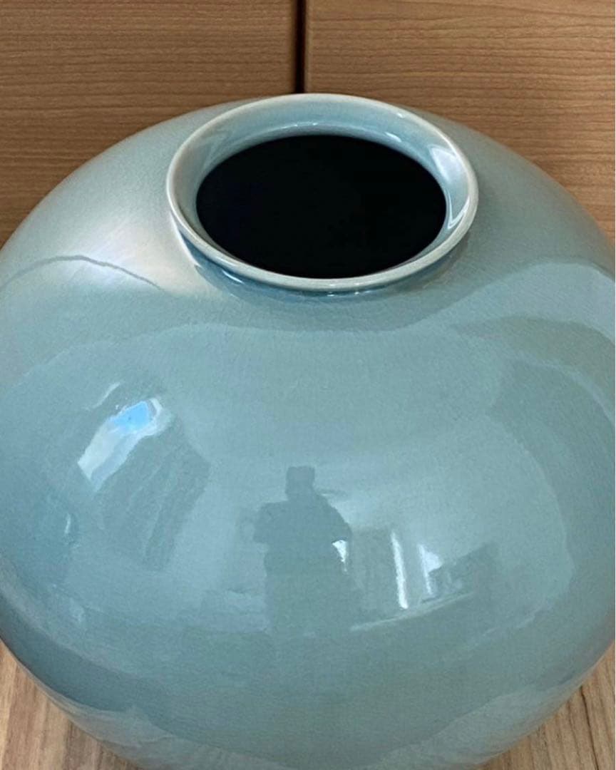 青花器 花瓶 陶磁器 大壺 高35cm X37cm 箱付 時代物