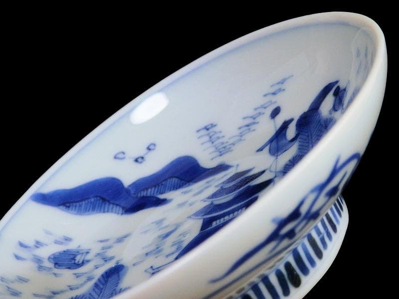 古伊万里　鍋島写　山水楼閣の図　３寸半皿　手塩皿　C128AS-CZh
