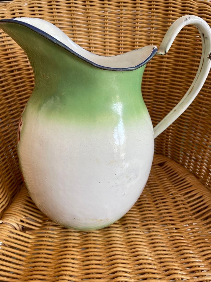 パンジーホーロージャグ フランスアンティーク