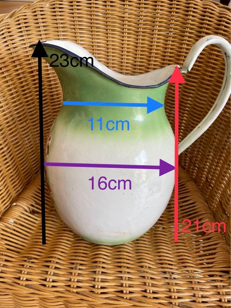 パンジーホーロージャグ フランスアンティーク