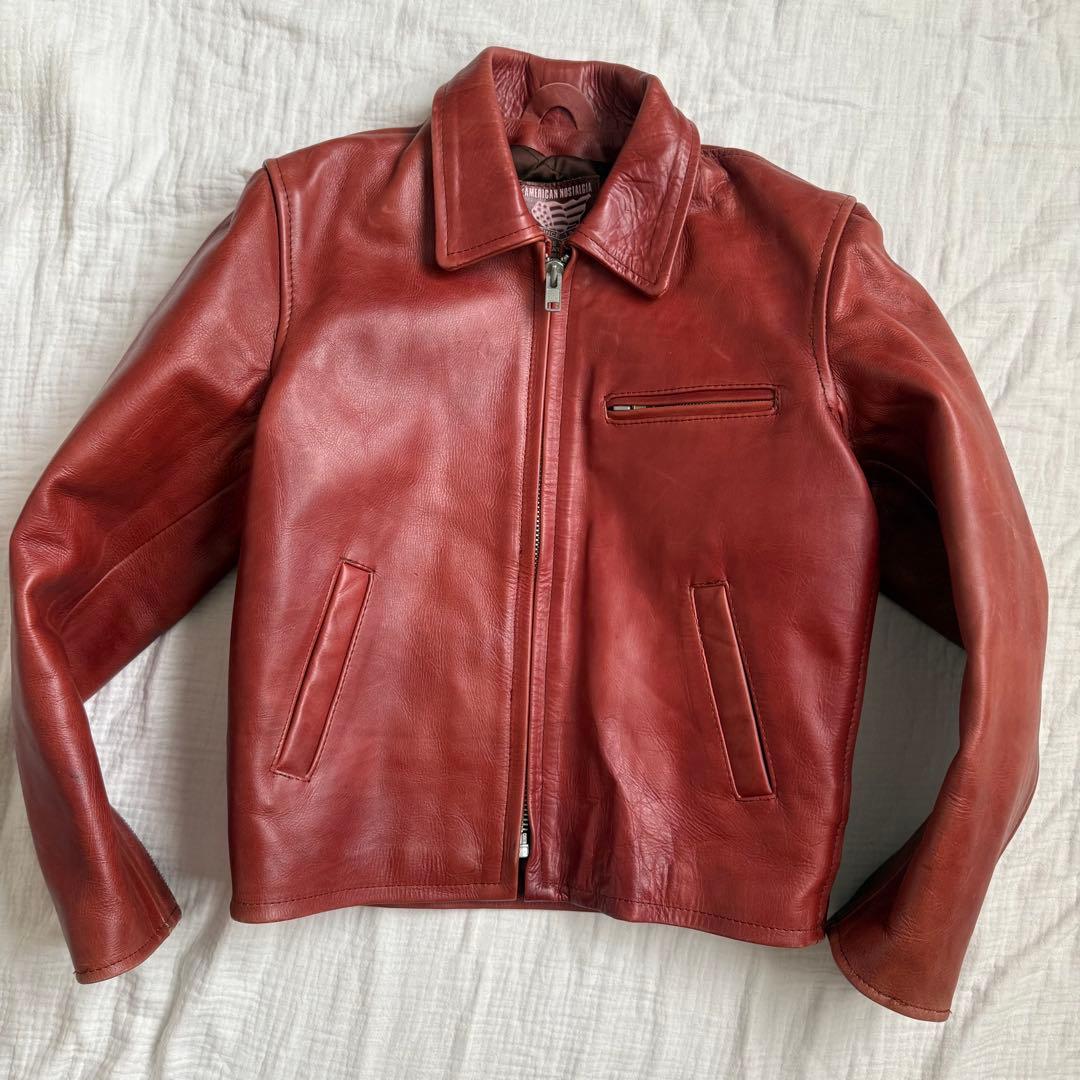 美品☆アメリカンノスタルジア　ライダース　シングル　ジャケット　本革　レザー