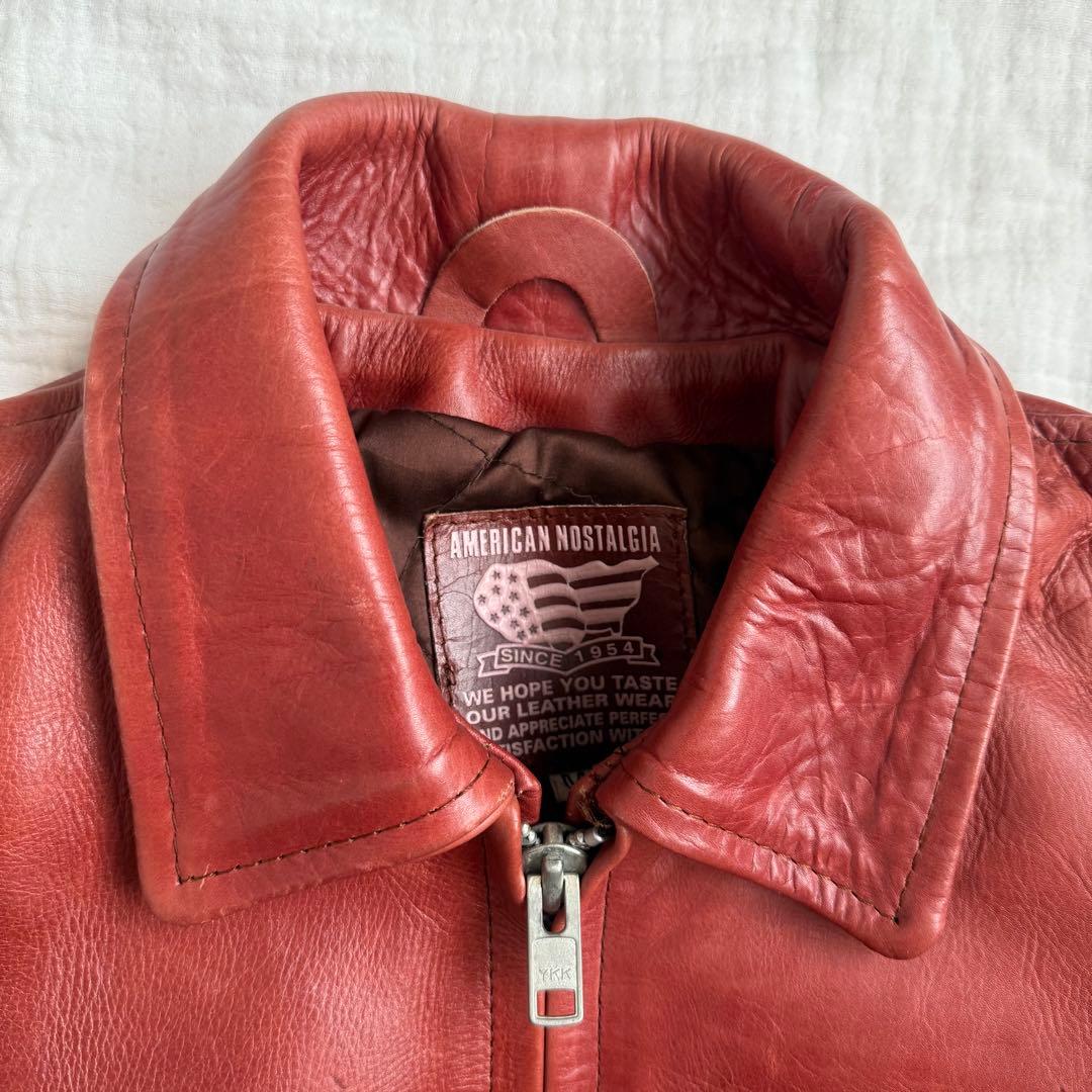 美品☆アメリカンノスタルジア　ライダース　シングル　ジャケット　本革　レザー