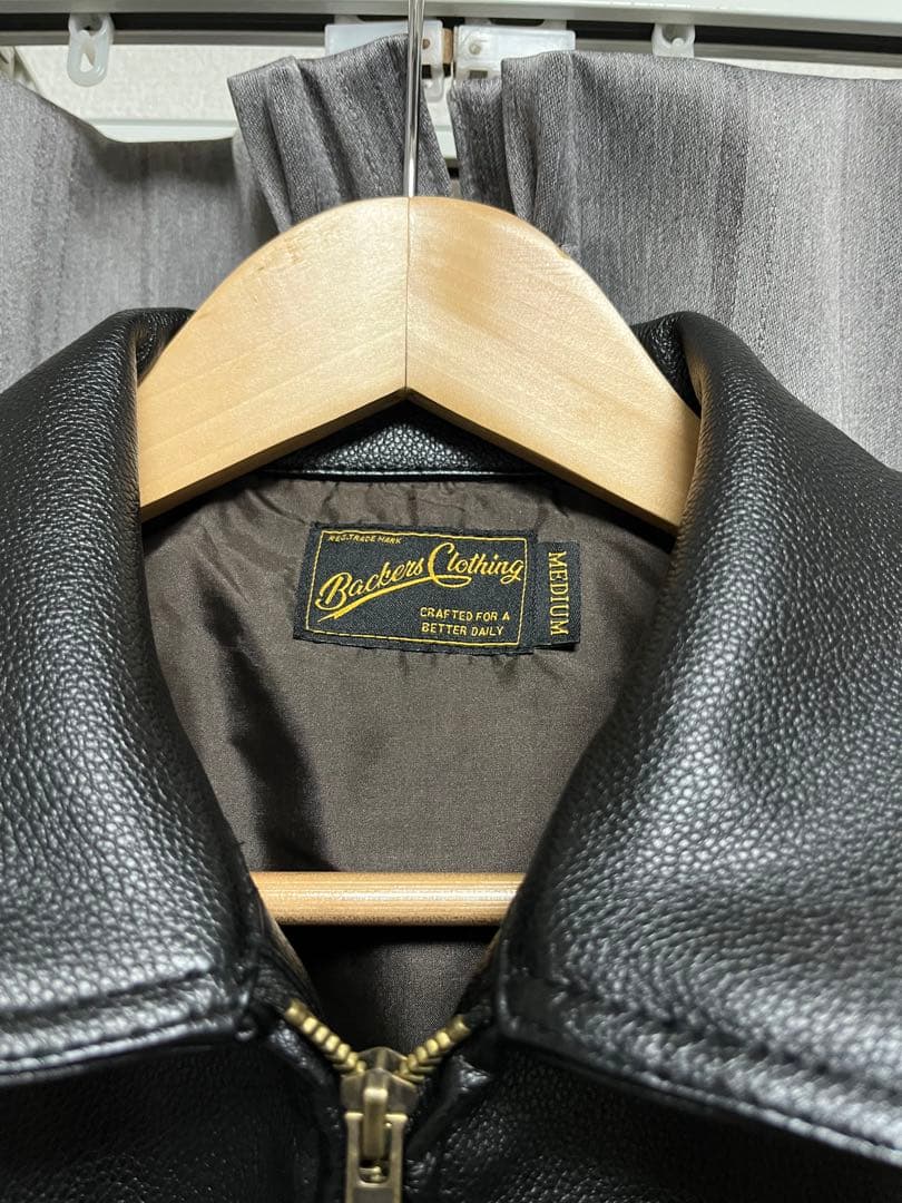 Backers フェイクレザー ジップアップジャケット BLACK