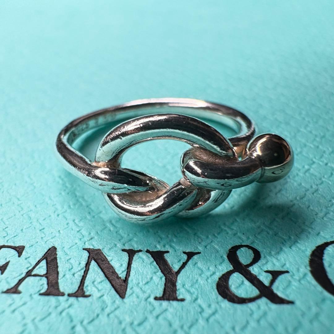 【美品】約12号 ティファニーラブノットリングSV925金750