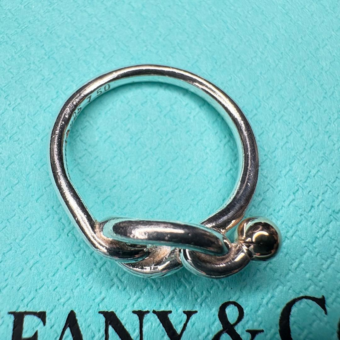 【美品】約12号 ティファニーラブノットリングSV925金750