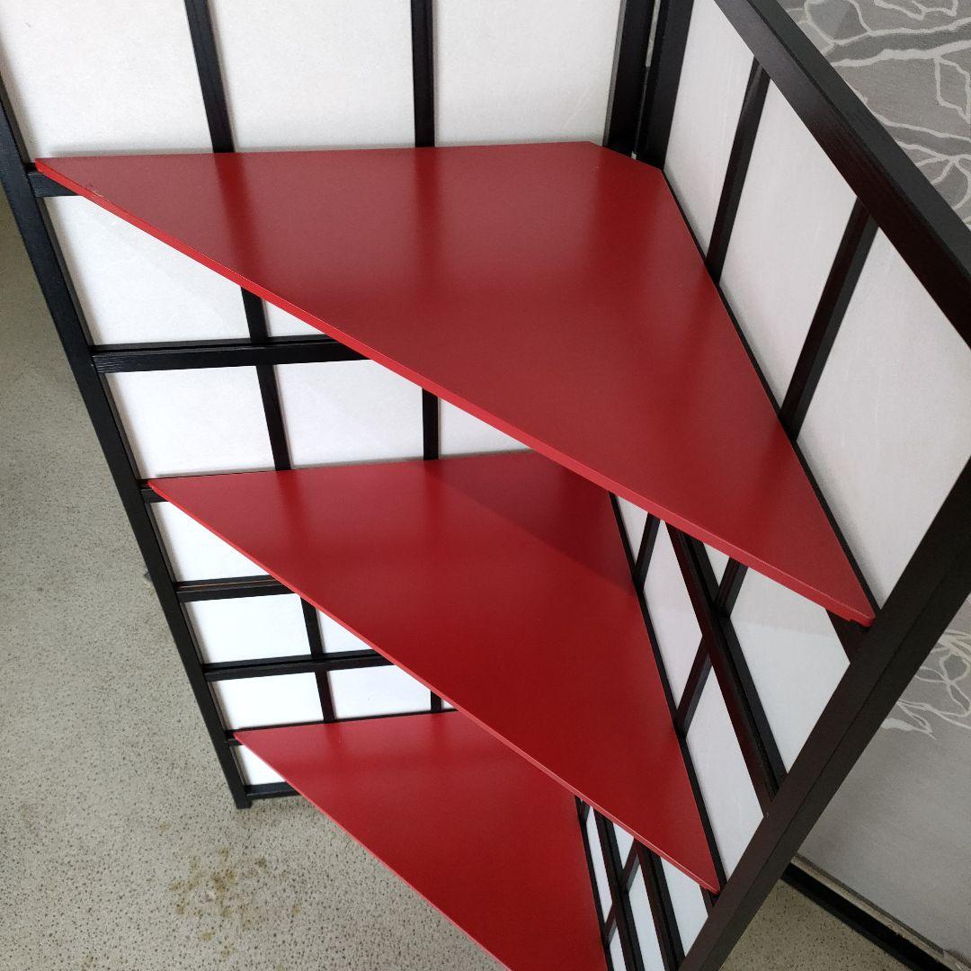 赤い3段コーナーシェルフ飾り棚使い道色々です高さ121cm折りたたみ収納可能！