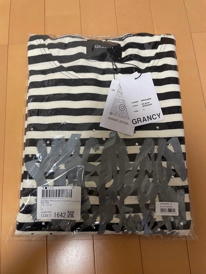 GRANCY 総柄ラインストーングラフィックロンT サイズL