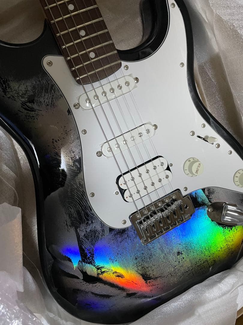 SPEAR エレキギター ギター 黒 ストラト ホログラム ギター 青