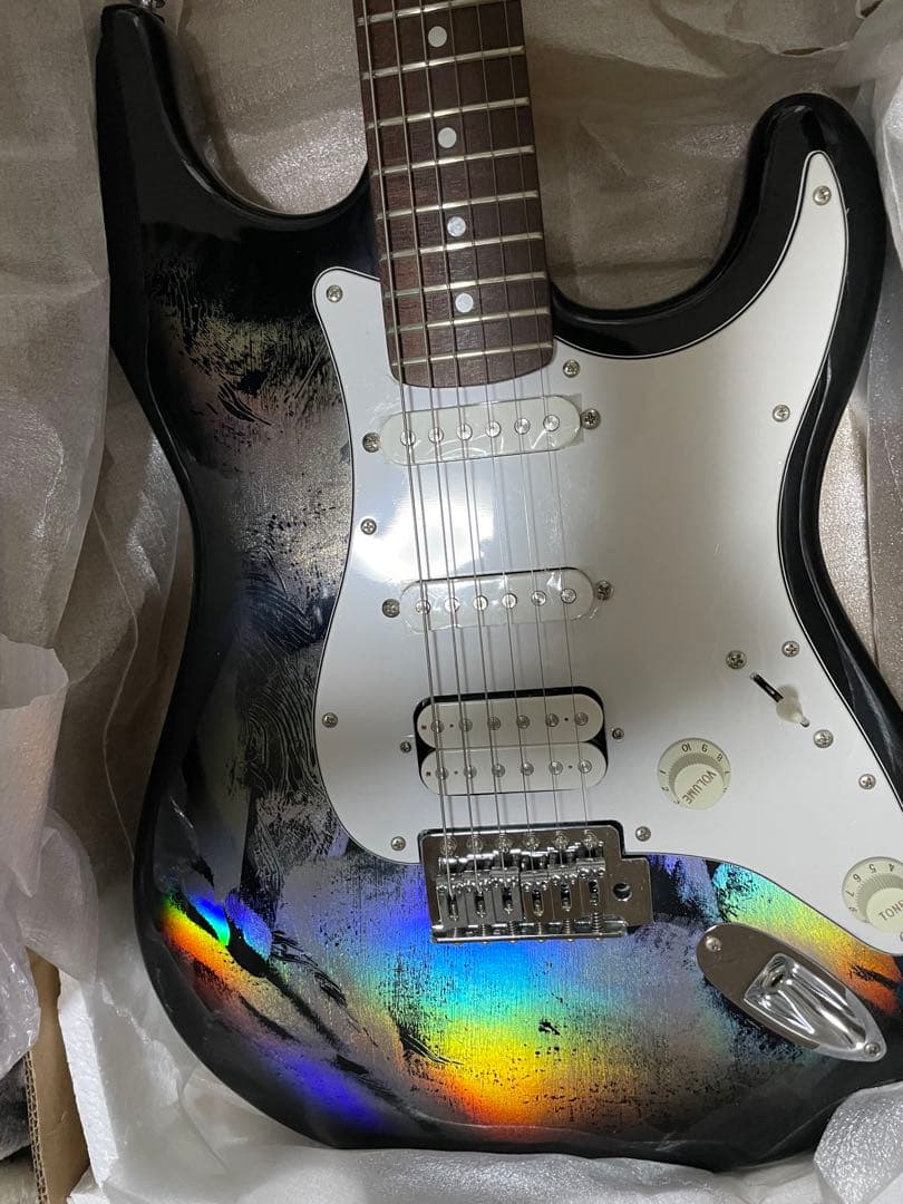 SPEAR エレキギター ギター 黒 ストラト ホログラム ギター 青