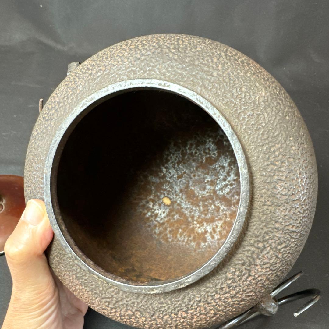 E823 送料無料　茶釜　山本閑浄　棗釜　茶道具　茶室　共箱