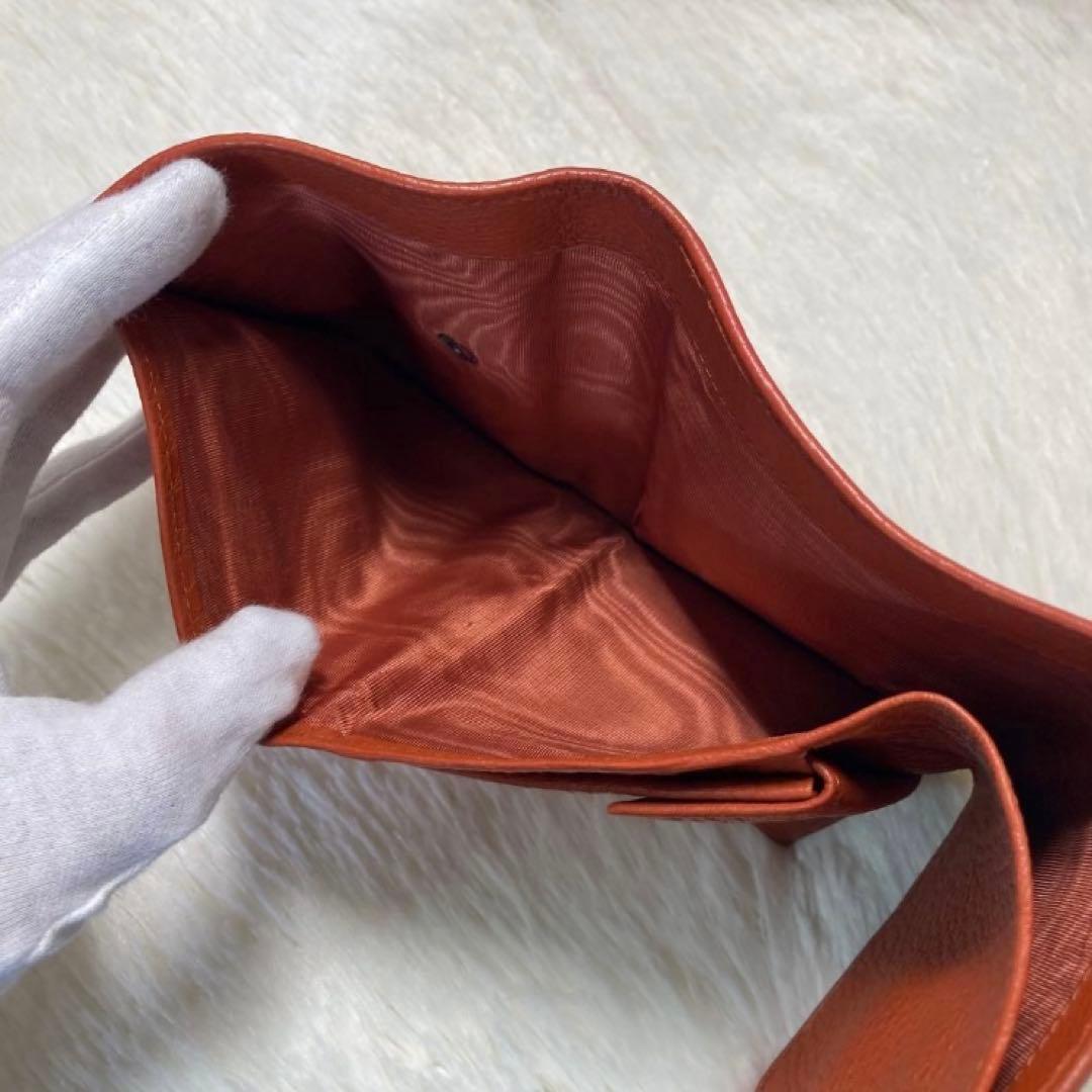 早い者勝ち　美品　PRADA プラダ　財布　ウォレット　三つ折り　橙　革　希少