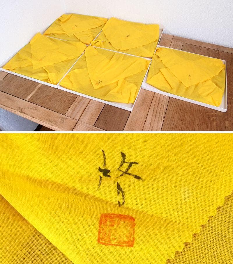 【ほぼ未使用】輪島塗 五作家合作 絵変わり蒔絵 朱塗 卓上膳5客 半月膳/会席膳