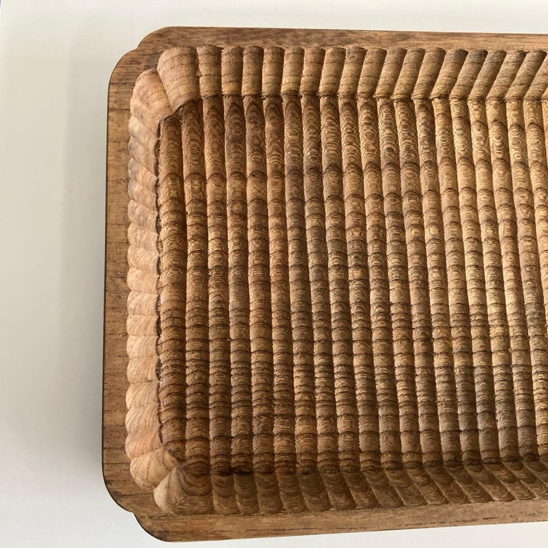 我谷盆風　隅入角盆　ケヤキ材　約32cm×約22cm